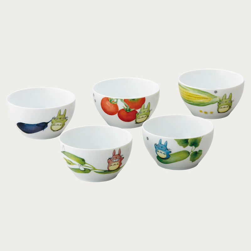 Studio Ghibli My Neighbour Totoro Vegetable Collection 11cm Porcelain Bowls – Set of 5 by Noritake