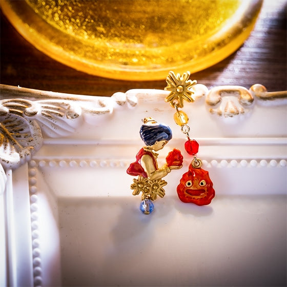 Studio Ghibli Howl’s Moving Castle Young Howl & Calcifer Earrings Donguri Closet