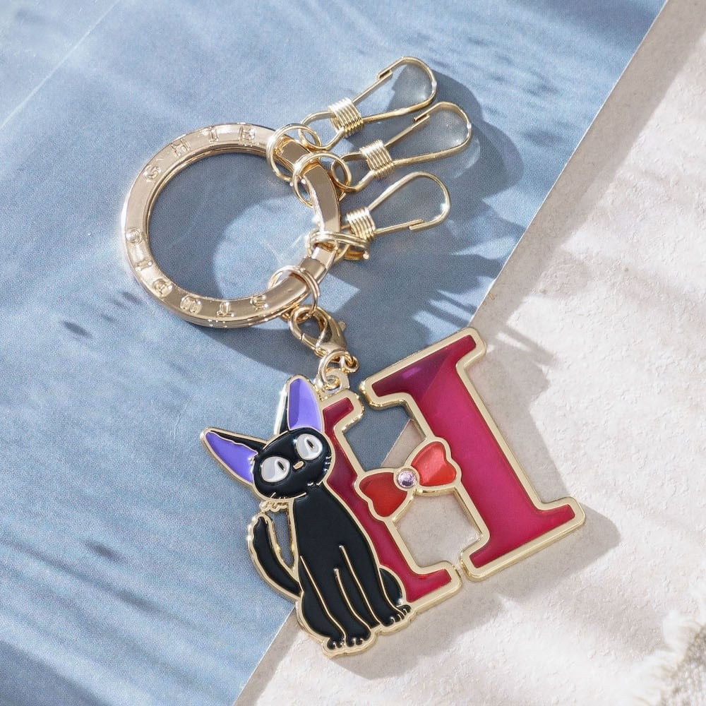 Studio Ghibli Kiki’s Delivery Service Jiji Initial Keyring – Stained Glass Style