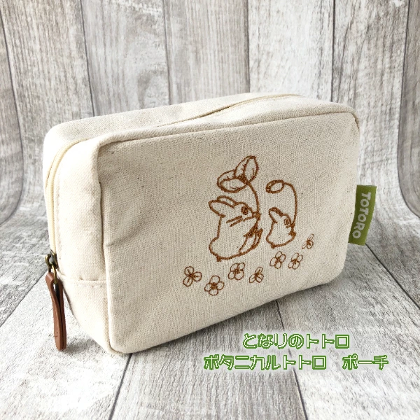 Studio Ghibli Totoro Jiji Botanical Pouch Canvas Cosmetic Bag Official Japan