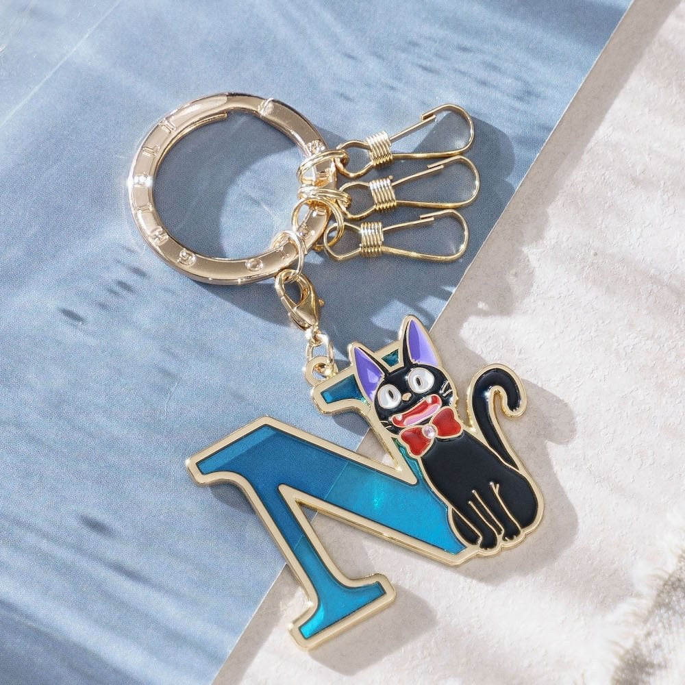 Studio Ghibli Kiki’s Delivery Service Jiji Initial Keyring – Stained Glass Style