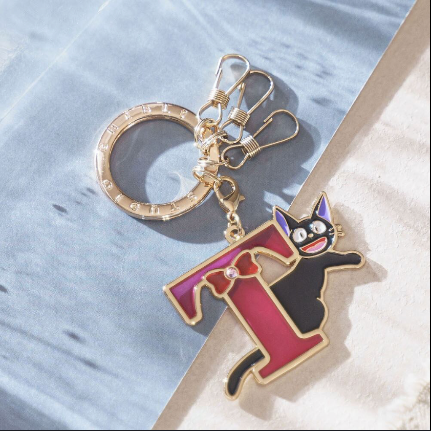 Studio Ghibli Kiki’s Delivery Service Jiji Initial Keyring – Stained Glass Style