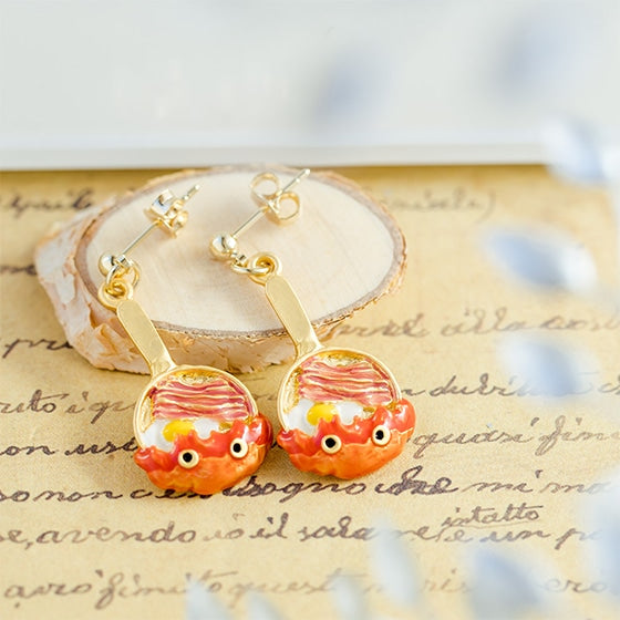 Studio Ghibli Howl’s Moving Castle Bacon & Eggs Earrings Donguri Closet
