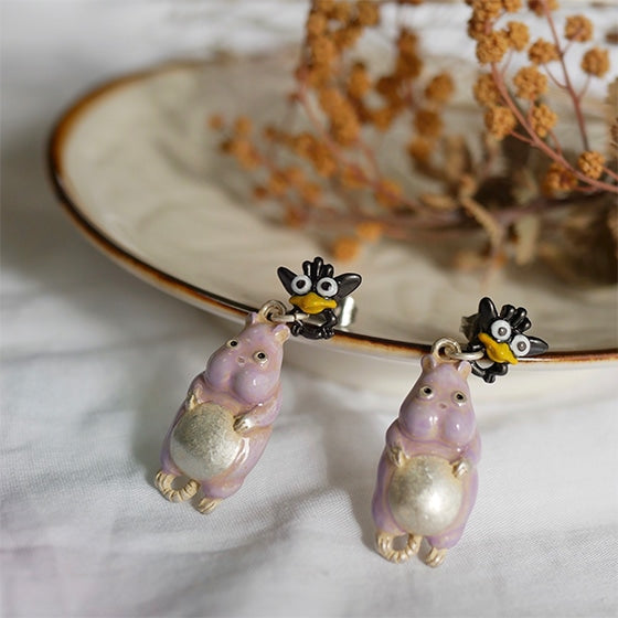 Studio Ghibli Spirited Away Boh Mouse & Yu-Bird Earrings Donguri Closet