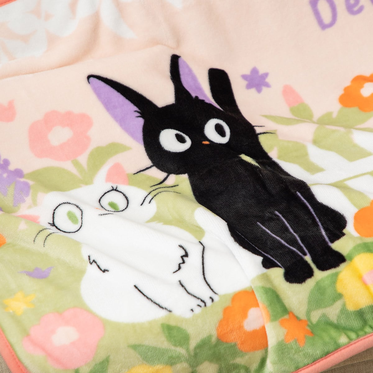 Studio Ghibli Kiki’s Delivery Service Jiji & Lily Blooming Garden Long Fleece Blanket