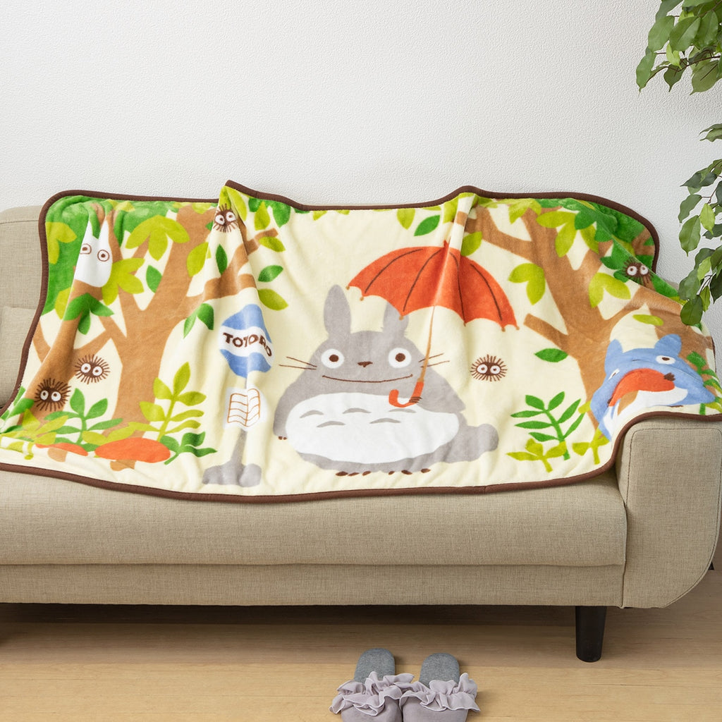 Studio Ghibli My Neighbour Totoro Forest Bus Stop Long Fleece Blanket