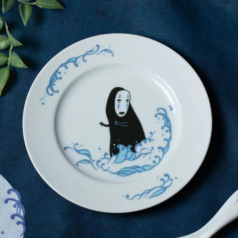 Studio Ghibli Spirited Away No-Face Sea of Waves Japanese Ceramic Plate – 16.5cm