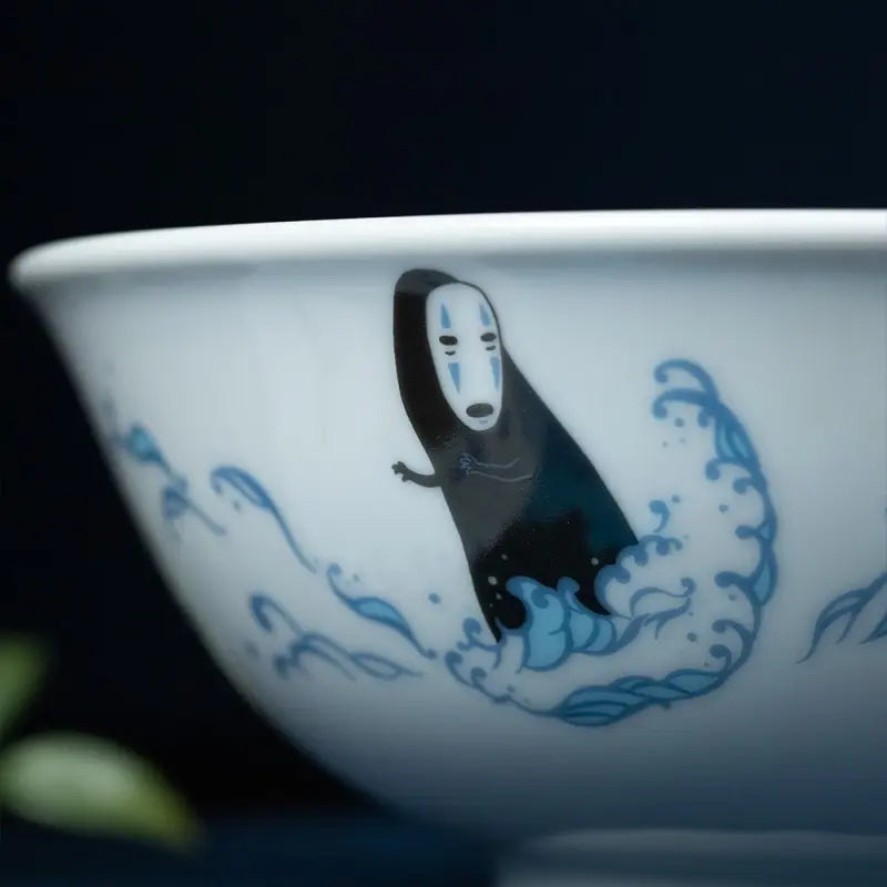 Studio Ghibli Spirited Away No-Face Sea of Waves Japanese Ceramic Noodle Bowl – 20cm