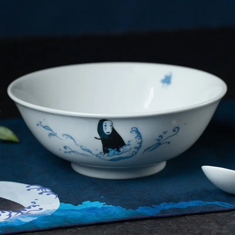 Studio Ghibli Spirited Away No-Face Sea of Waves Japanese Ceramic Noodle Bowl – 20cm