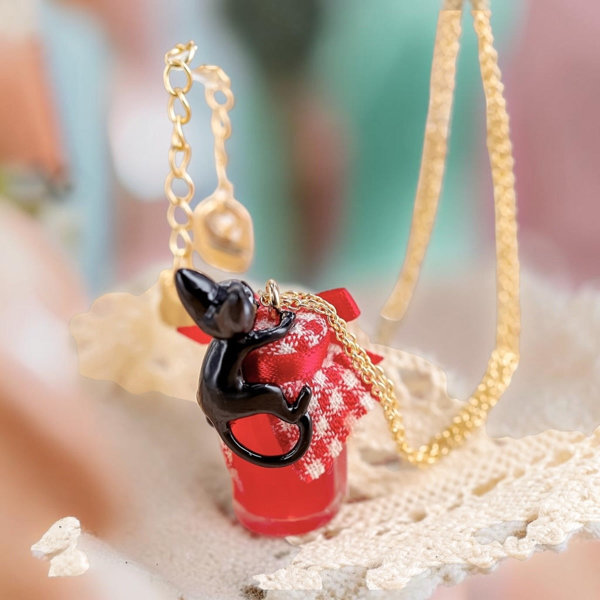 Studio Ghibli Kiki’s Delivery Service Jiji Jam Jar Necklace Guchokipanya Bakery