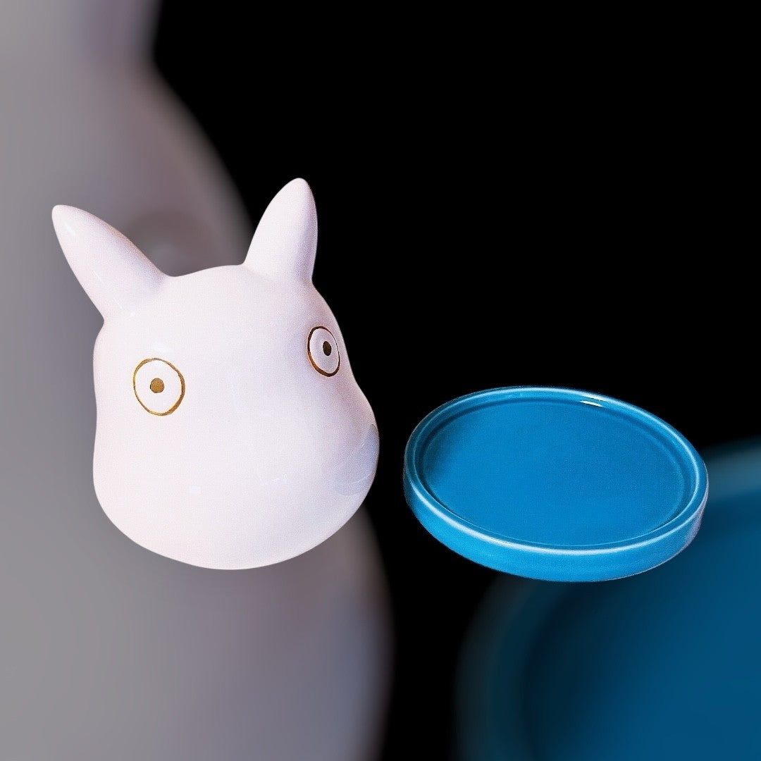 Studio Ghibli Planter - Small Totoro Planter “Chijimi” with Blue Saucer Rare
