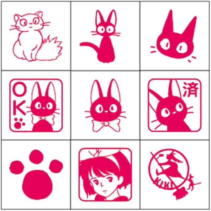 Studio Ghibli Mini Stamp Set 9pc Wooden Rubber Stamps Case Totoro Spirited