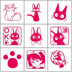 Studio Ghibli Mini Stamp Set 9pc Wooden Rubber Stamps Case Totoro Spirited