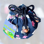 Studio Ghibli Large Totoro Drawstring Bag Chirimen Fabric Japan Gift Pouch