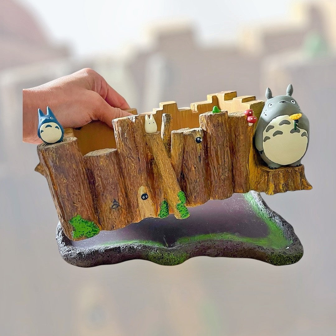 Studio Ghibli My Neighbor Totoro Planter Rare Totoro on a Log Rare Collectable