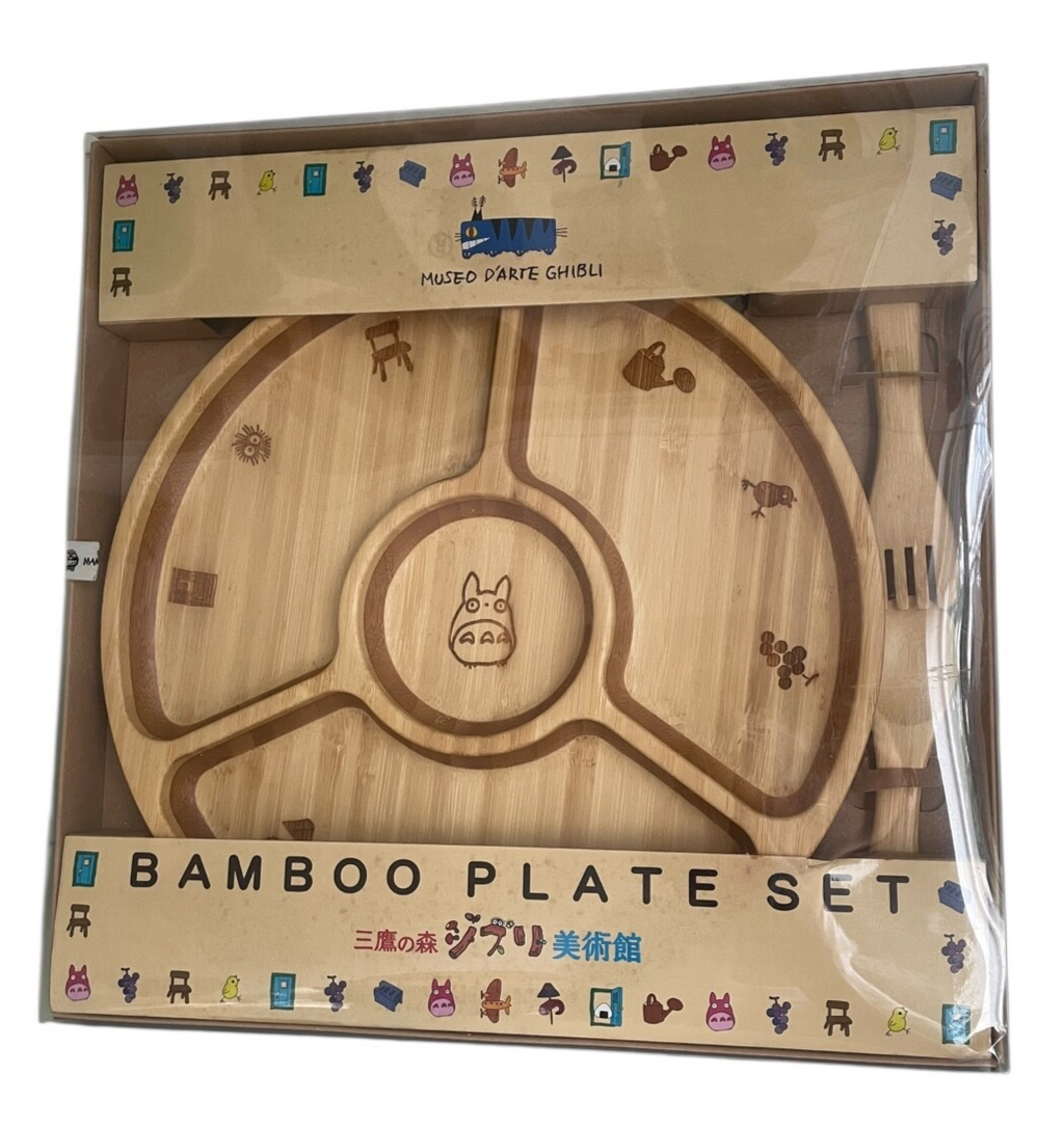 Studio Ghibli Museum Exclusive Totoro Bamboo Plate Set Rare Collectable Gift