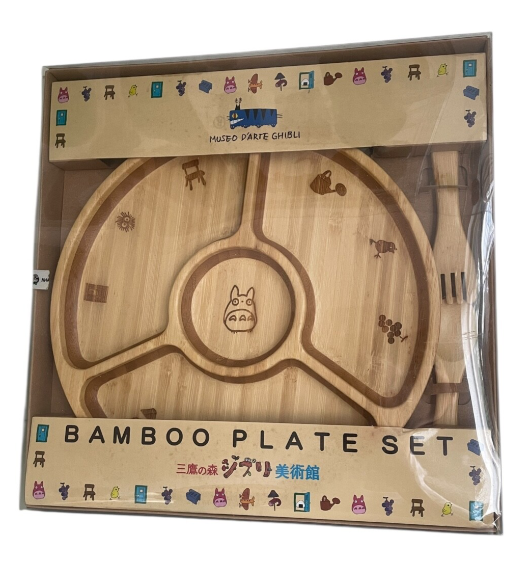 Studio Ghibli Museum Exclusive Totoro Bamboo Plate Set Rare Collectable Gift