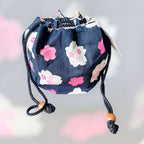 Studio Ghibli Large Totoro Drawstring Bag Chirimen Fabric Japan Gift Pouch