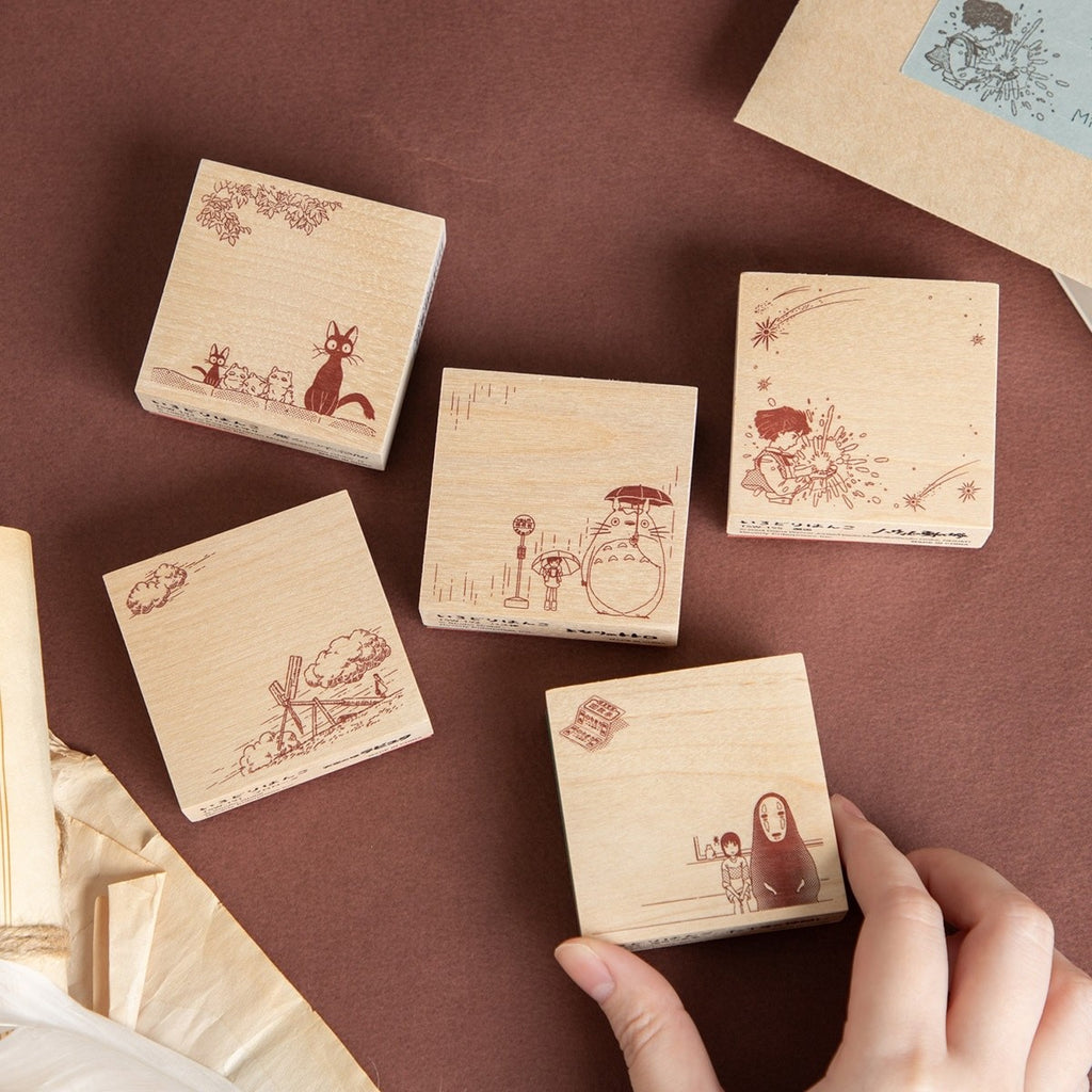 Studio Ghibli Stamp Set Totoro Kiki Jiji Spirited Away Rubber Stamps Japan