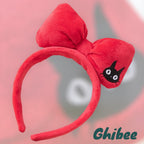 Studio Ghibli Kiki’s Delivery Service Red Ribbon Headband – Soft Plush with Jiji