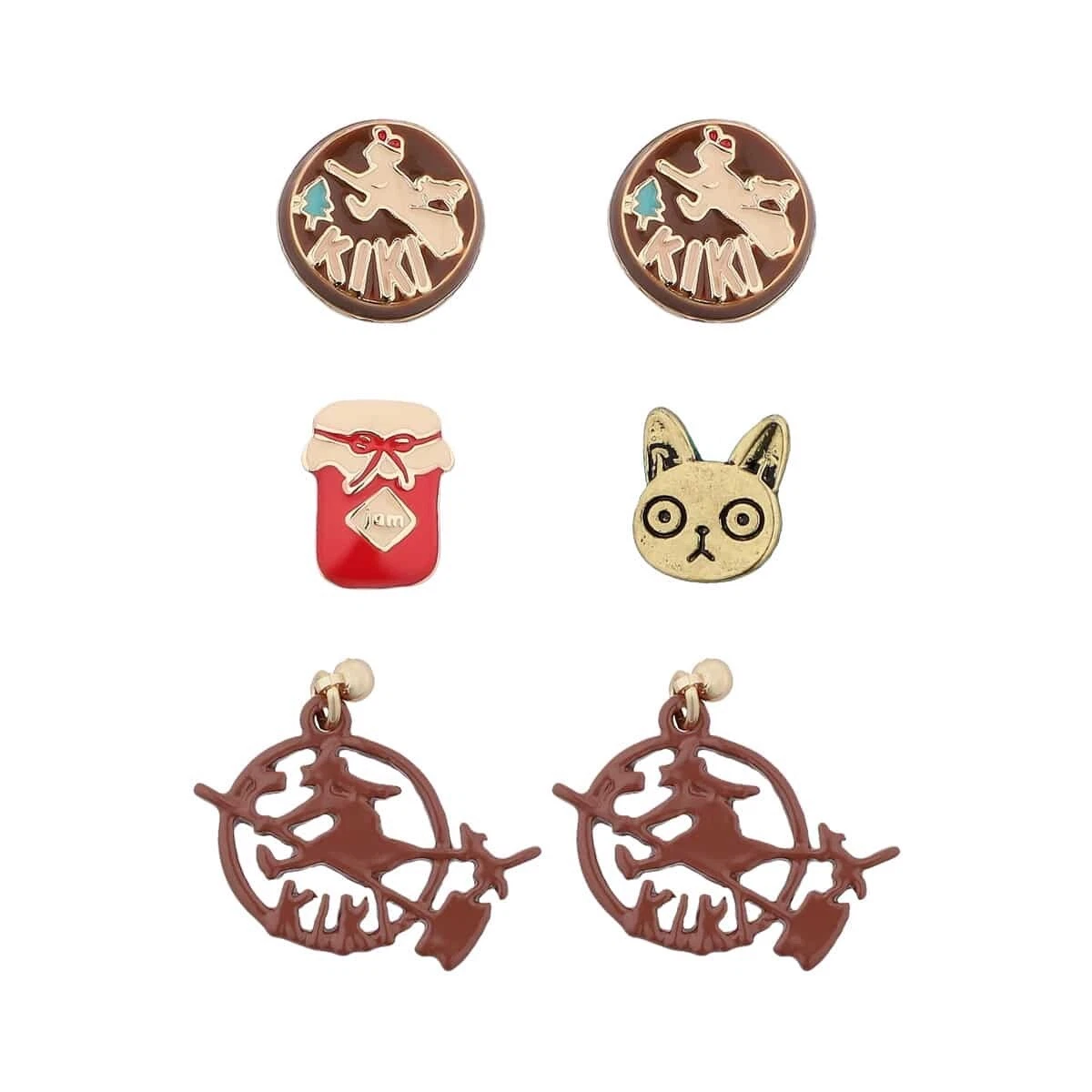 Studio Ghibli Earrings Set Totoro, Kiki Jiji, Howl’s Castle 6-Piece Mix & Match
