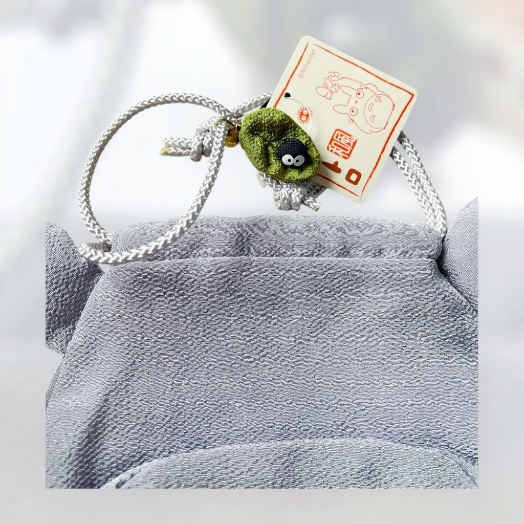 Studio Ghibli Large Totoro Drawstring Bag Chirimen Fabric Japan Gift Pouch