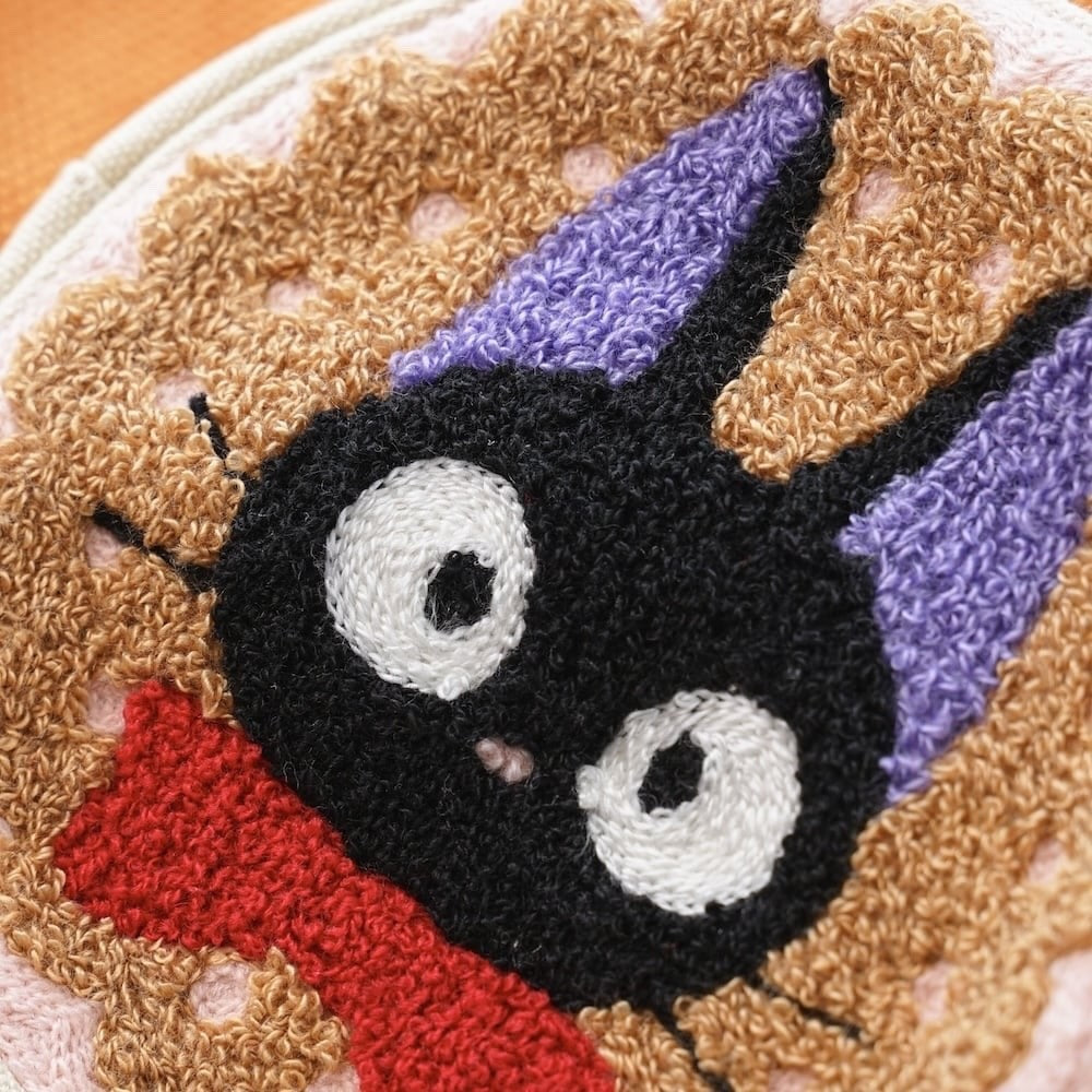Studio Ghibli Kiki’s Delivery Service Jiji Round Pouch Chenille Embroidery Japan