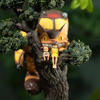 Studio Ghibli My Neighbor Totoro Diorama Clock Catbus & Satsuki Mei on Pine Tree