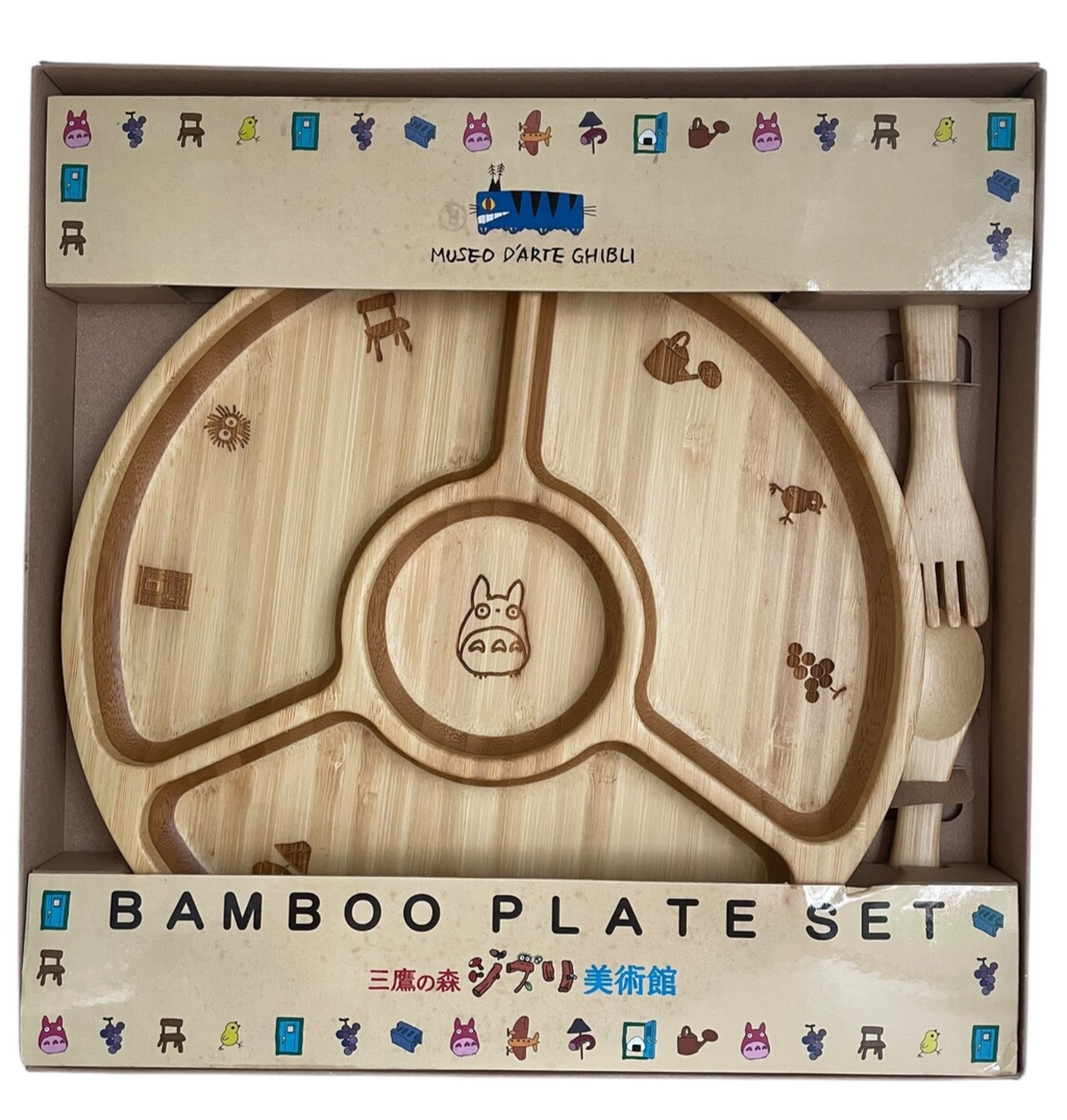 Studio Ghibli Museum Exclusive Totoro Bamboo Plate Set Rare Collectable Gift
