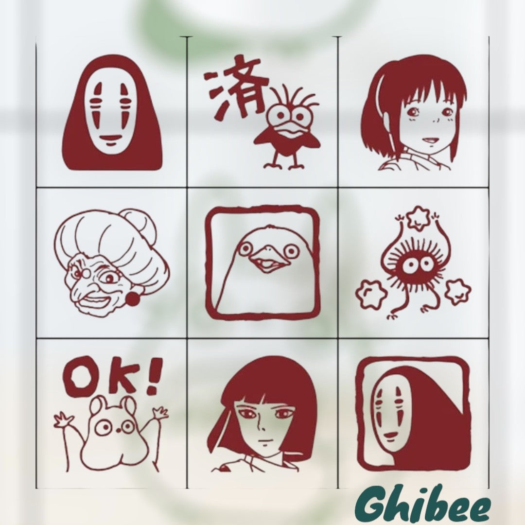 Studio Ghibli Mini Stamp Set 9pc Wooden Rubber Stamps Case Totoro Spirited
