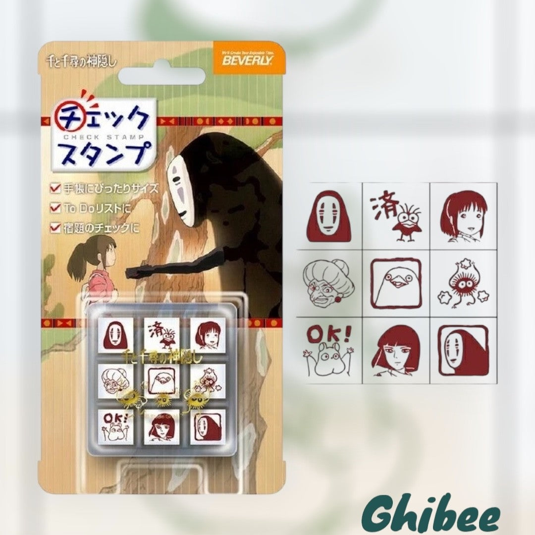 Studio Ghibli Mini Stamp Set 9pc Wooden Rubber Stamps Case Totoro Spirited
