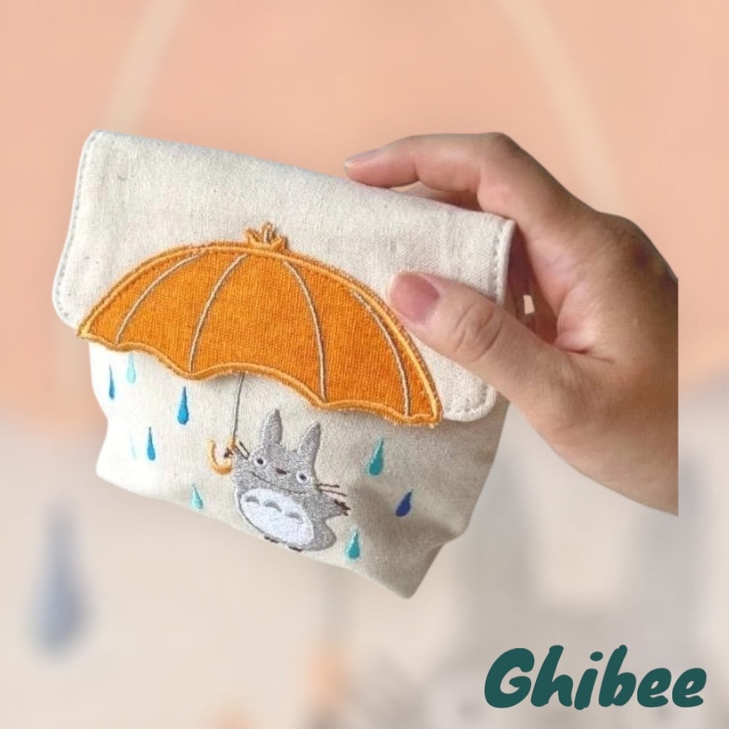 Studio Ghibli Totoro Mini Pouch – Big Umbrella Design, Cotton Fabric