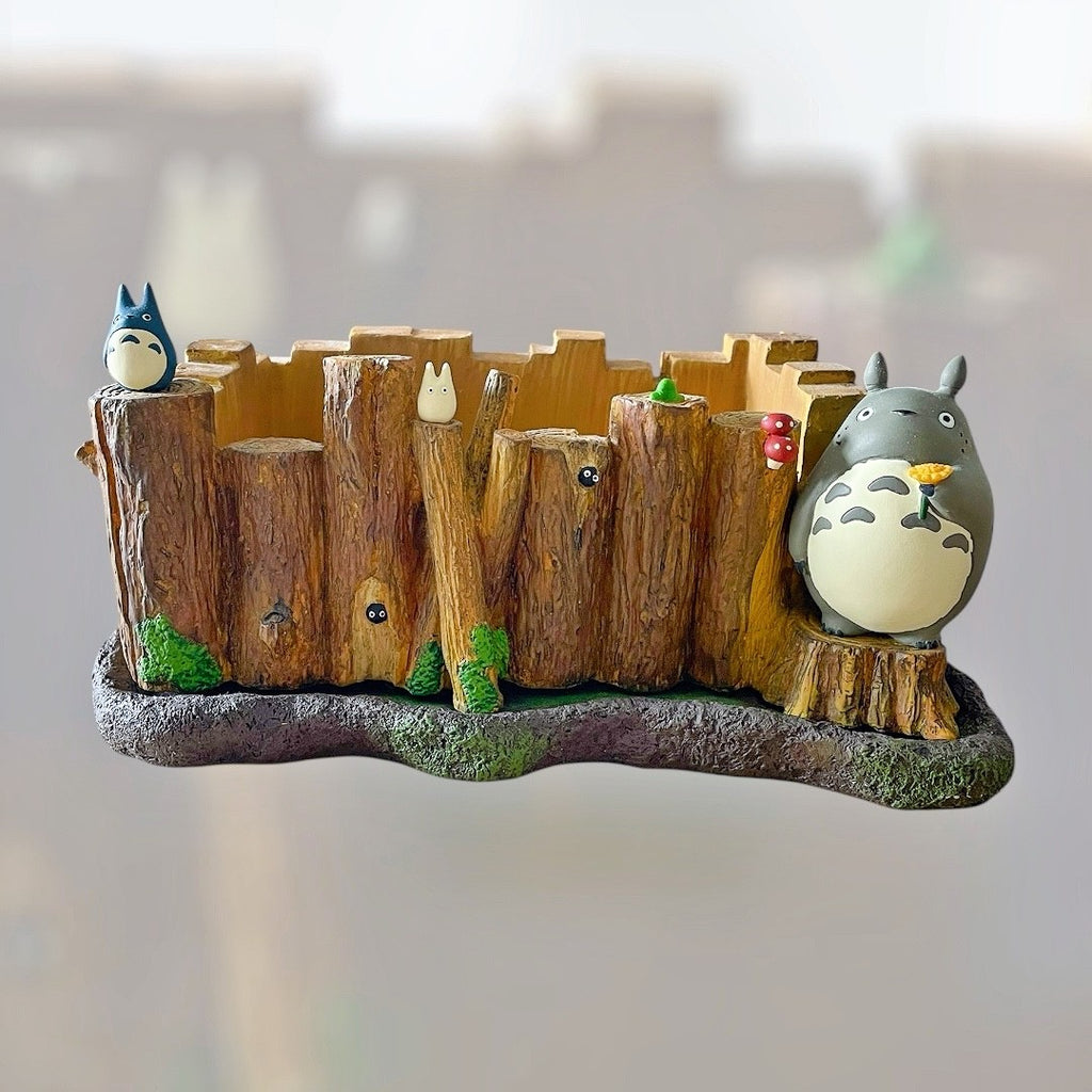 Studio Ghibli My Neighbor Totoro Planter Rare Totoro on a Log Rare Collectable