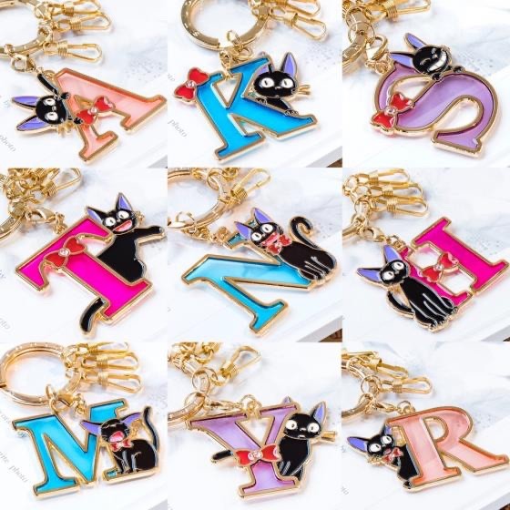 Studio Ghibli Kiki’s Delivery Service Jiji Initial Keyring – Stained Glass Style