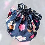 Studio Ghibli Large Totoro Drawstring Bag Chirimen Fabric Japan Gift Pouch