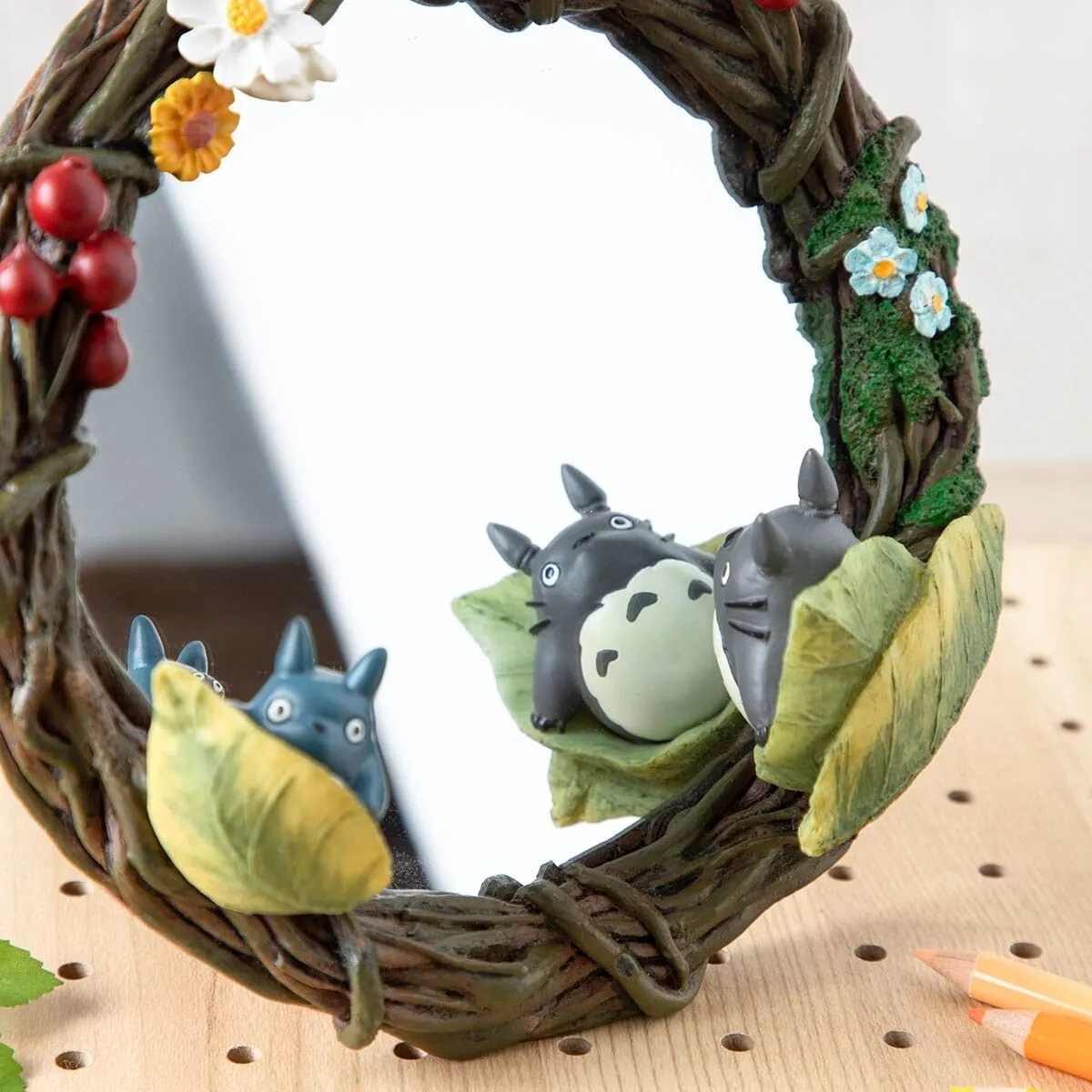 Studio Ghibli Totoro Hide-and-Seek Wreath Table & Wall Mirror Official Benelic