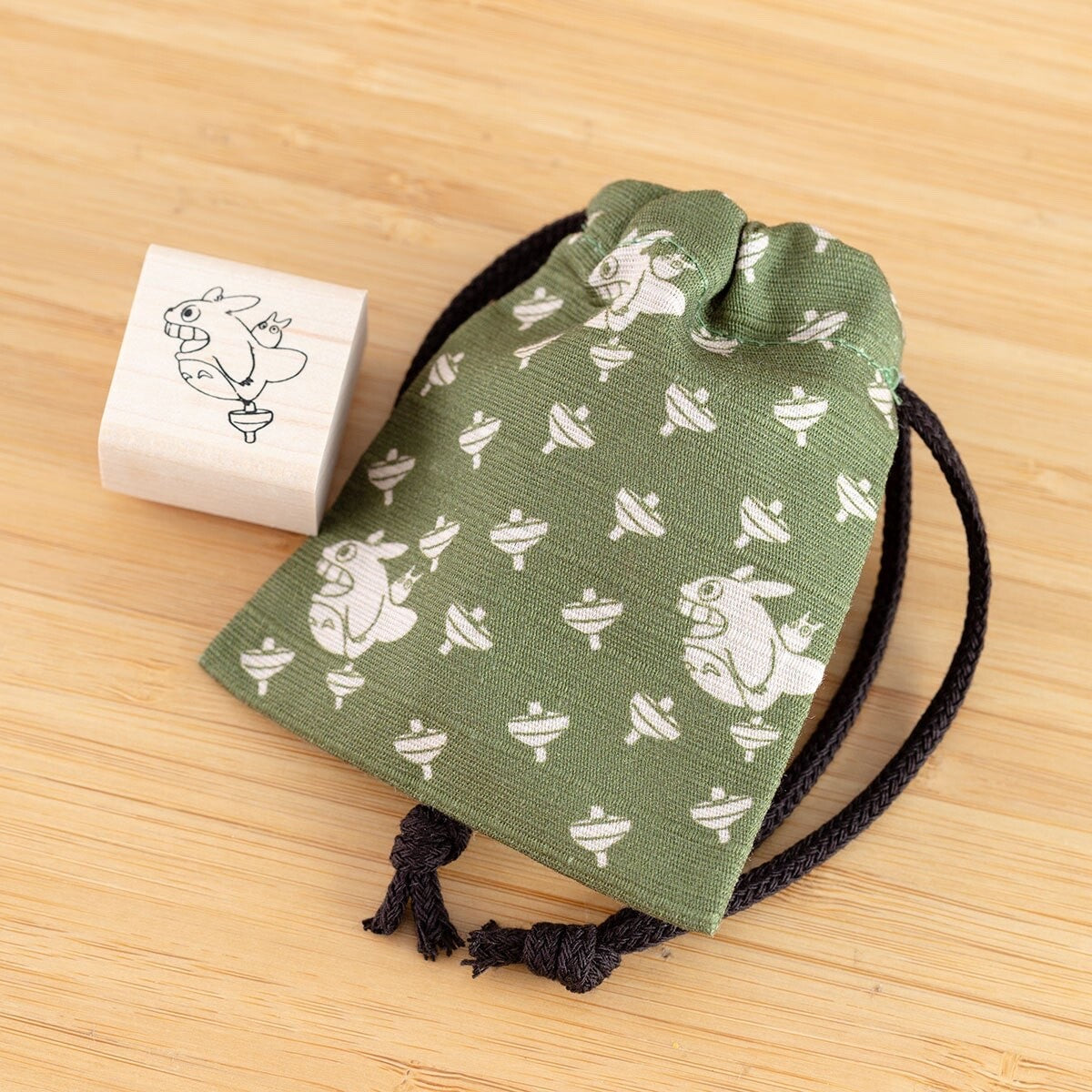Studio Ghibli My Neighbor Totoro Drawstring Bag & Wooden Stamp Set