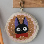 Studio Ghibli Kiki’s Delivery Service Jiji Round Pouch Chenille Embroidery Japan
