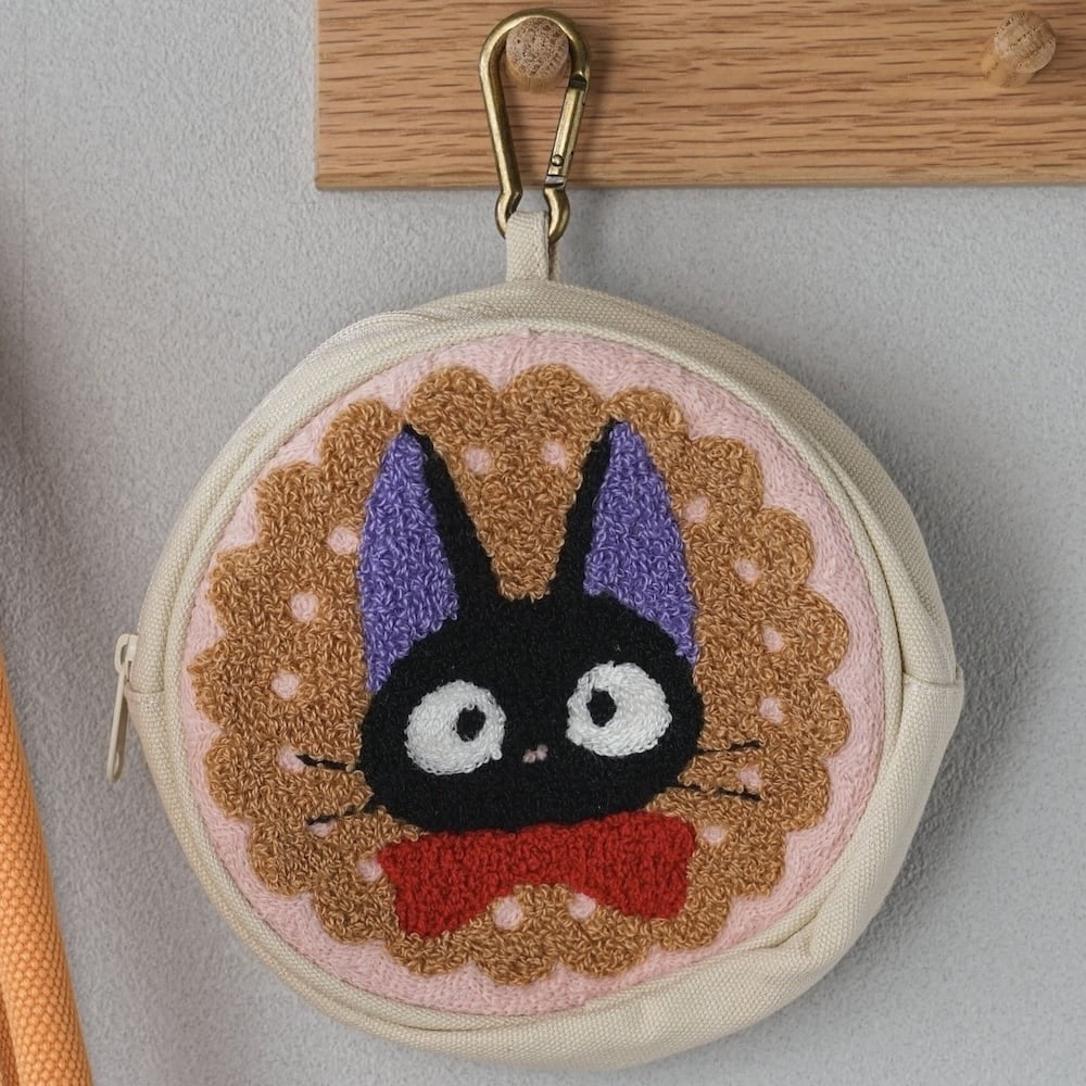 Studio Ghibli Kiki’s Delivery Service Jiji Round Pouch Chenille Embroidery Japan