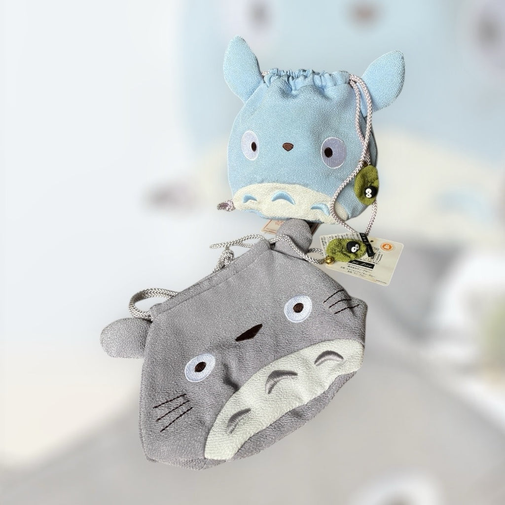 Studio Ghibli Large Totoro Drawstring Bag Chirimen Fabric Japan Gift Pouch
