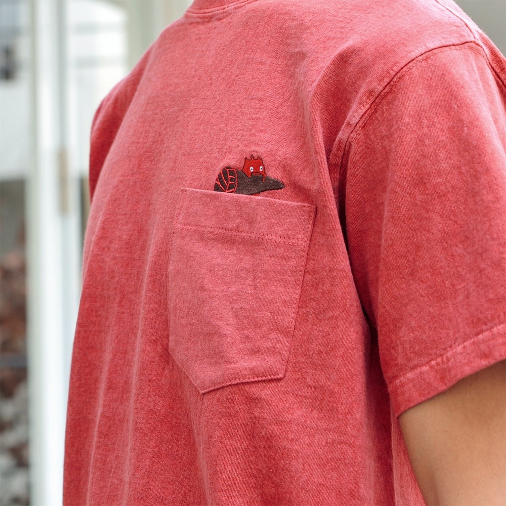 Studio Ghibli Howl’s Moving Castle x Good On Pocket Embroidery T-Shirt Calcifer