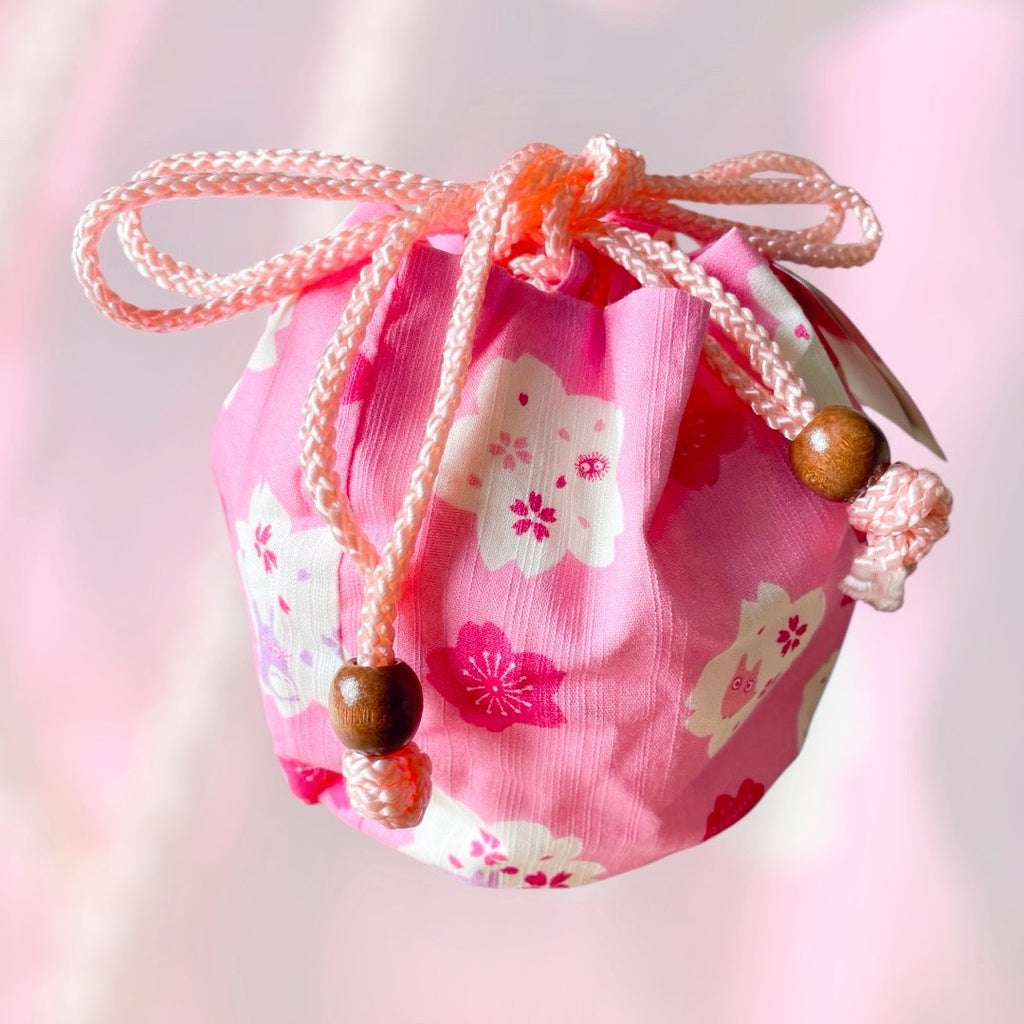 Studio Ghibli My Neighbor Totoro Sakura Drawstring Bag Pink Cherry Blossom