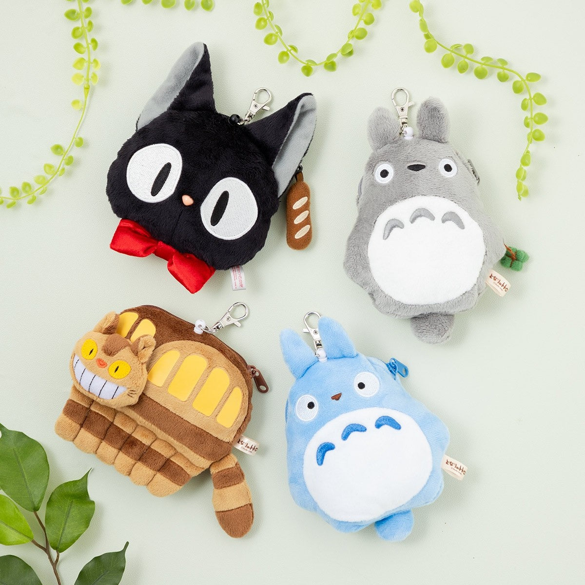 Studio Ghibli Totoro Jiji Reel Pass Case Card Holder Zipper Pouch Keychain