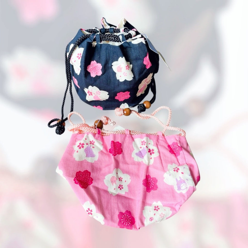 Studio Ghibli My Neighbor Totoro Sakura Drawstring Bag Pink Cherry Blossom