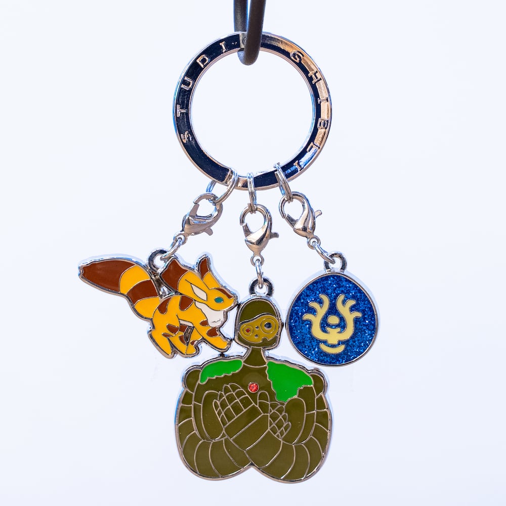 Studio Ghibli Castle in the Sky Robot Soldier Fox Squirrel & Laputa Stone 3-Charm Keyring