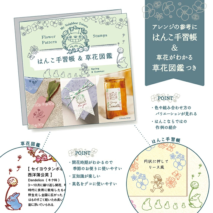 Studio Ghibli My Neighbor Totoro Seasonal Flower 12  Rubber  Stamp Wooden Set