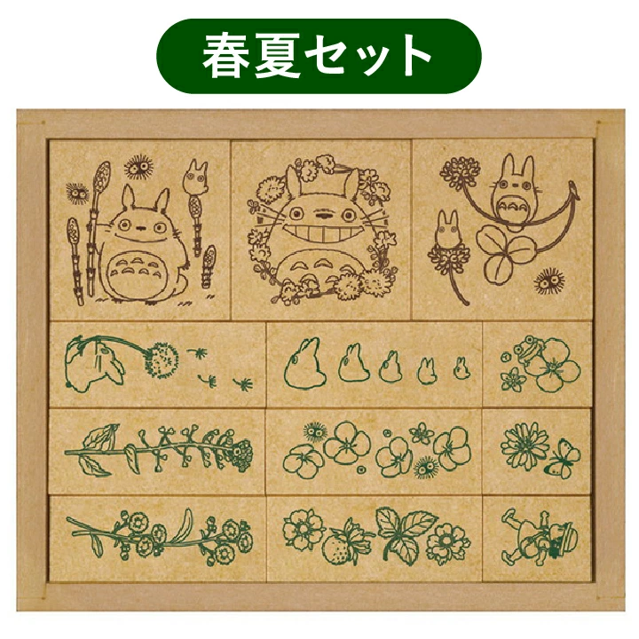 Studio Ghibli My Neighbor Totoro Seasonal Flower 12  Rubber  Stamp Wooden Set