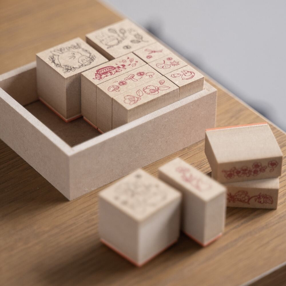 Studio Ghibli My Neighbor Totoro Seasonal Flower 12  Rubber  Stamp Wooden Set