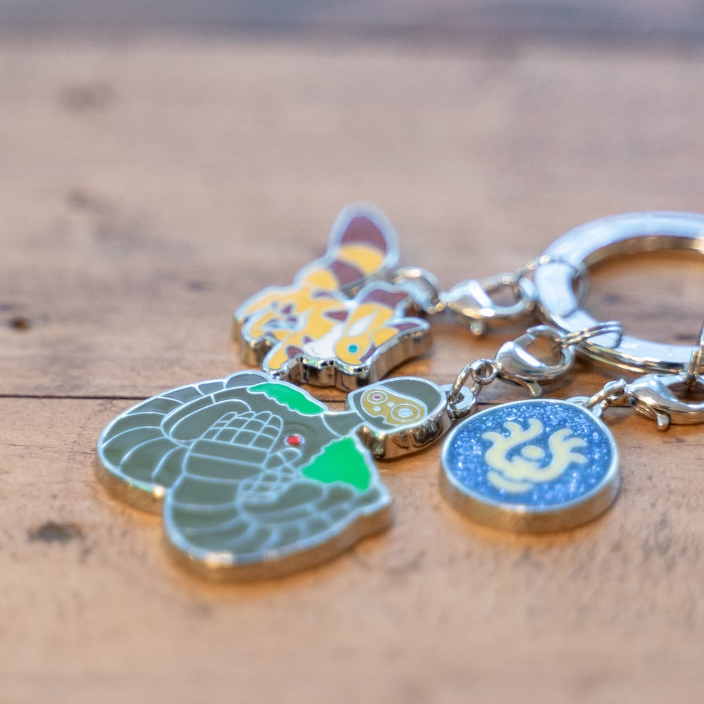 Studio Ghibli Castle in the Sky Robot Soldier Fox Squirrel & Laputa Stone 3-Charm Keyring