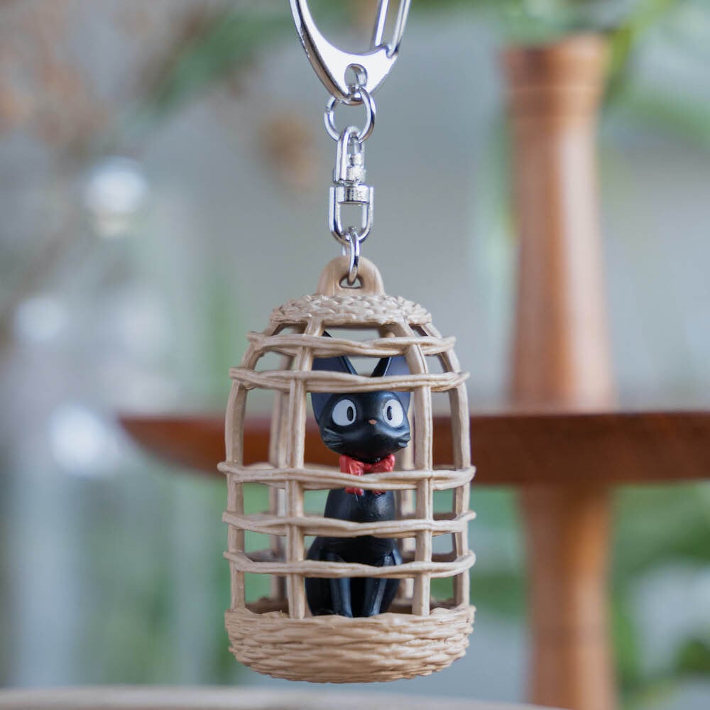 Studio Ghibli Kiki’s Delivery Service Jiji in Basket 3D Keyring